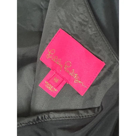 Lilly Pulitzer Sondralee Black One Shoulder Dress Size 16 - Picture 4 of 5